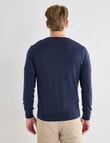 North South Merino Merino V-Neck Jumper, Navy Marle product photo View 02 S