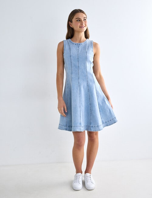 Denim Republic Mini Flare Dress, Light Wash product photo View 06 L