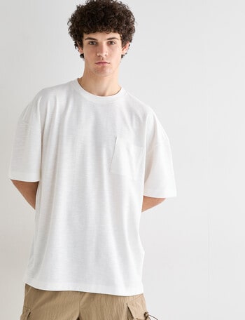 Tarnish Crew Neck Oversized Slub Tee, Optic White product photo