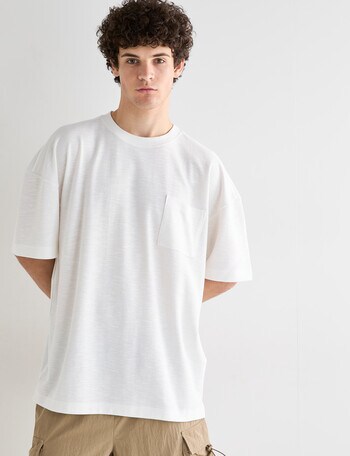 Tarnish Crew Neck Oversized Slub Tee, Optic White product photo