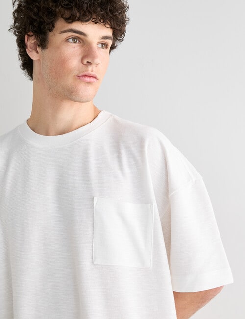 Tarnish Crew Neck Oversized Slub Tee, Optic White product photo View 04 L