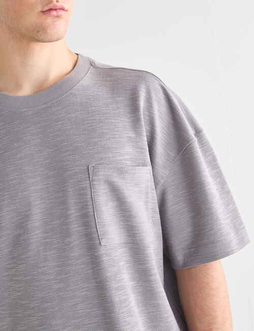 Tarnish Crew Neck Oversized Slub Tee, Faded Grey product photo View 04 L