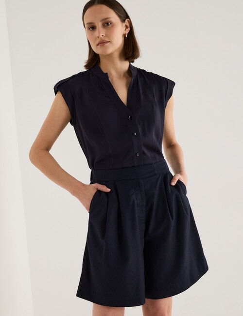 Jigsaw Francine Linen Blend Shorts, Navy product photo