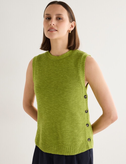 Jigsaw Sunniva Linen Blend Vest, Green product photo View 04 L