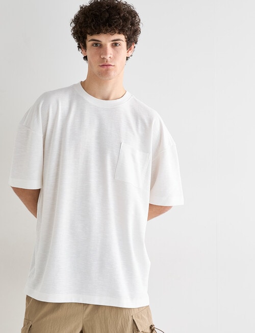 Tarnish Crew Neck Oversized Slub Tee, Optic White product photo