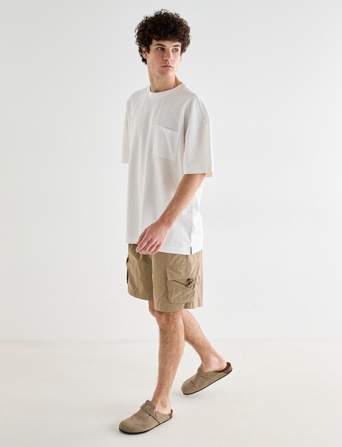 Tarnish Crew Neck Oversized Slub Tee, Optic White product photo View 03 L