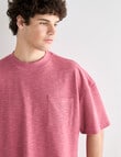 Tarnish Crew Neck Oversized Slub Tee, Faded Red product photo