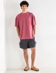 Tarnish Crew Neck Oversized Slub Tee, Faded Red product photo View 03 S