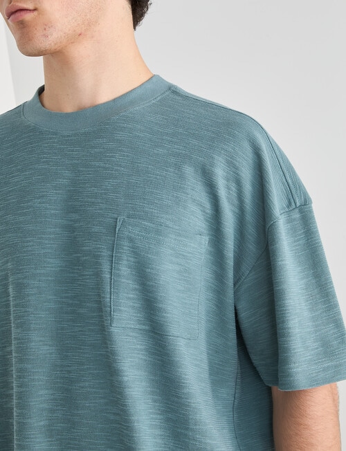 Tarnish Crew Neck Oversized Slub Tee, Faded Green product photo View 04 L