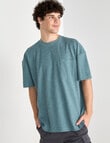 Tarnish Crew Neck Oversized Slub Tee, Faded Green product photo View 05 S