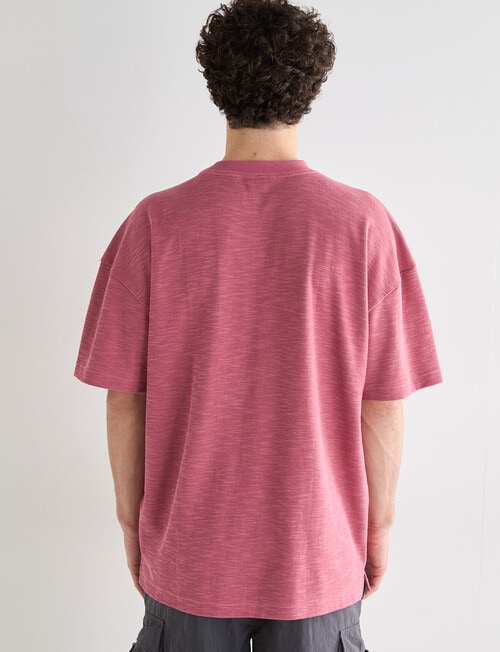 Tarnish Crew Neck Oversized Slub Tee, Faded Red product photo View 02 L