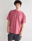 Tarnish Crew Neck Oversized Slub Tee, Faded Red product photo View 05 S