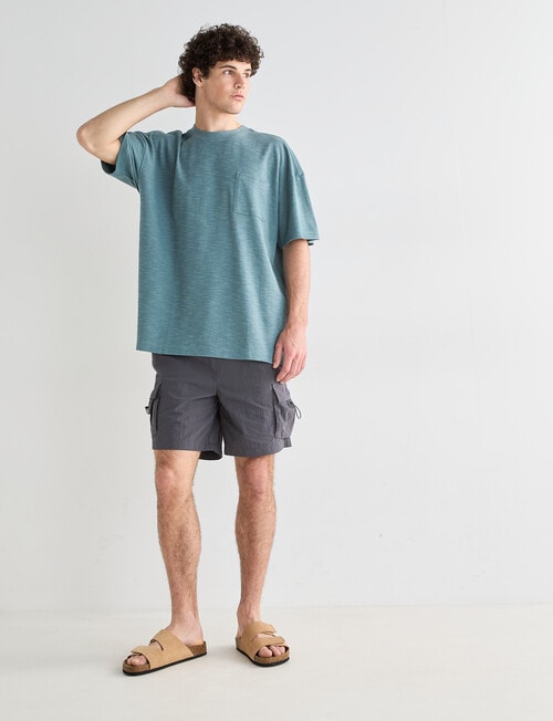 Tarnish Crew Neck Oversized Slub Tee, Faded Green product photo View 03 L