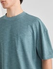 Tarnish Crew Neck Oversized Slub Tee, Faded Green product photo View 04 S