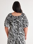 Studio Curve Linen Blend Gathered Raglan Top, Black Zebra product photo View 02 S