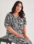 Studio Curve Linen Blend Gathered Raglan Top, Black Zebra product photo View 06 S