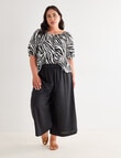 Studio Curve Linen Blend Gathered Raglan Top, Black Zebra product photo View 07 S