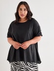 Studio Curve Linen Blend Spliced Tunic, Black product photo