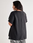 Studio Curve Linen Blend Spliced Tunic, Black product photo View 02 S