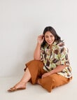 Studio Curve Linen Blend Short Sleeved Shirt, Bush Tropics product photo View 05 S