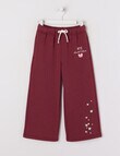 Mac & Ellie Varsity Emb Wide Leg Trackpant, Dark Cherry product photo