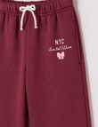Mac & Ellie Varsity Emb Wide Leg Trackpant, Dark Cherry product photo View 02 S