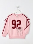 Mac & Ellie Varsity Bow Crew Neck Sweatshirt, Blush product photo