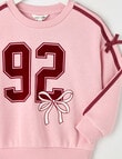 Mac & Ellie Varsity Bow Crew Neck Sweatshirt, Blush product photo View 02 S