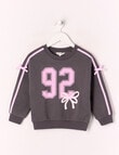 Mac & Ellie Varsity Bow Crew Neck Sweatshirt, Charcoal product photo