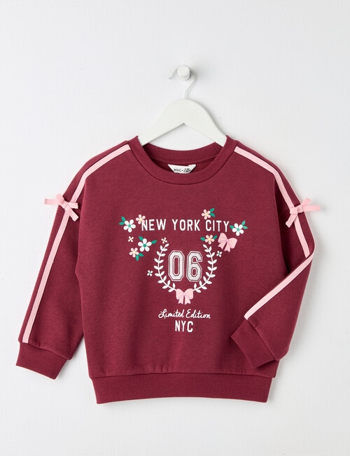Mac & Ellie Varsity Tape Sweatshirt, Dark Cherry product photo