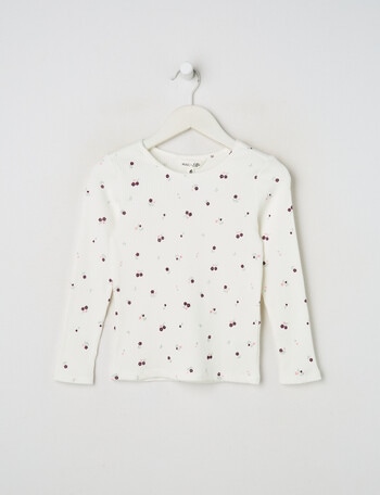 Mac & Ellie Ditsy Floral Long Sleeve Rib Tee, Vanilla product photo