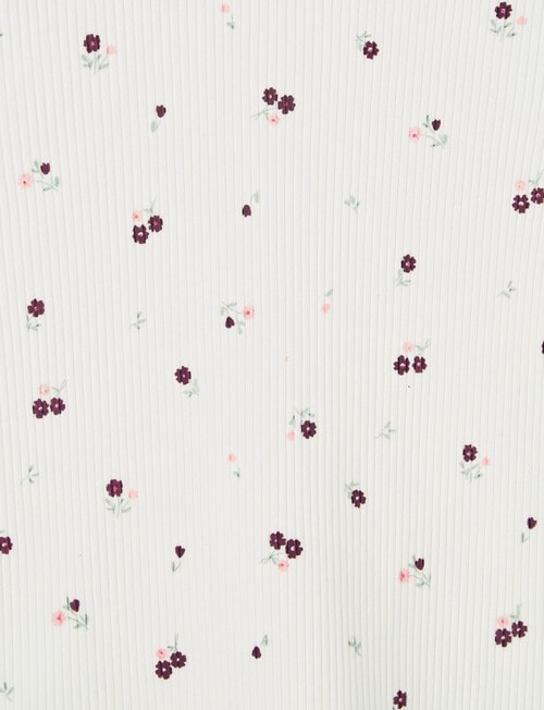 Mac & Ellie Ditsy Floral Long Sleeve Rib Tee, Vanilla product photo View 02 L
