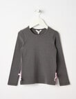 Mac & Ellie Tape Side Long Sleeve Rib Tee, Charcoal product photo