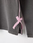 Mac & Ellie Tape Side Long Sleeve Rib Tee, Charcoal product photo View 02 S