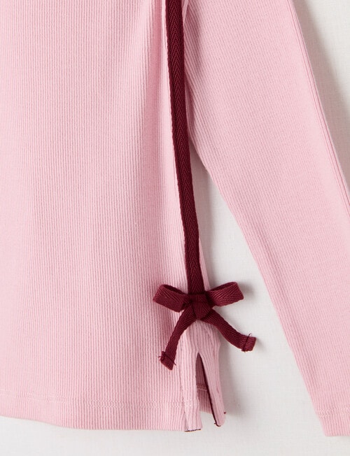 Mac & Ellie Tape Side Long Sleeve Rib Tee, Blush product photo View 02 L