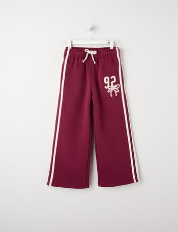 Mac & Ellie La Bow Wide Leg Trackpant, Berry product photo