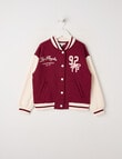 Mac & Ellie Varsity La Bow Jacket, Berry product photo