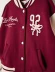 Mac & Ellie Varsity La Bow Jacket, Berry product photo View 03 S