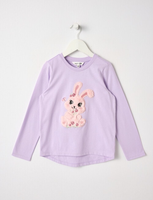 Mac & Ellie Fluffy Bunny Applique Long Sleeve Tee, Lilac product photo