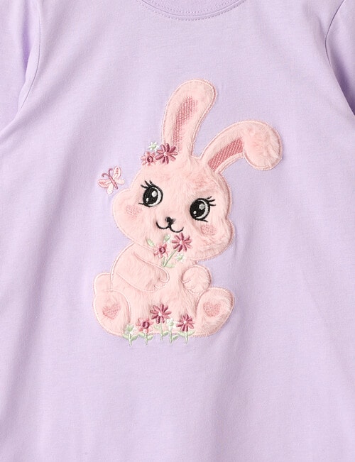 Mac & Ellie Fluffy Bunny Applique Long Sleeve Tee, Lilac product photo View 02 L