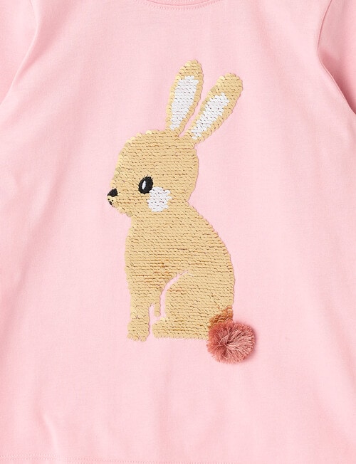 Mac & Ellie Flip Sequin Bunny Long Sleeve Tee, Blush product photo View 02 L