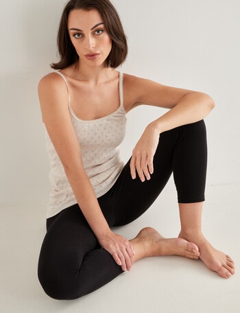 Lyric Thermals Harmony Cotton Pointelle Cami, Oatmeal product photo