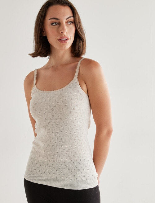 Lyric Thermals Harmony Cotton Pointelle Cami, Oatmeal product photo View 05 L