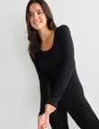 Lyric Thermals Harmony Cotton Pointelle Long Sleeve Top, Black product photo