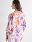 Oliver Black V-Neck Satin Top, Coral Floral product photo View 02 S