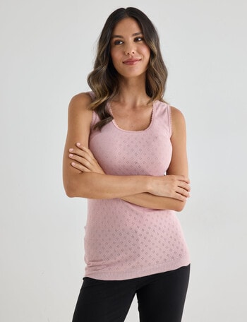 Lyric Thermals Harmony Cotton Pointelle Singlet, Pink product photo