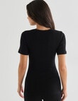 Lyric Thermals Harmony Cotton Pointelle Short Sleeve Top, Black product photo View 02 S