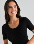 Lyric Thermals Harmony Cotton Pointelle Short Sleeve Top, Black product photo View 04 S