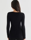 Lyric Thermals Harmony Cotton Pointelle Long Sleeve Top, Black product photo View 02 S