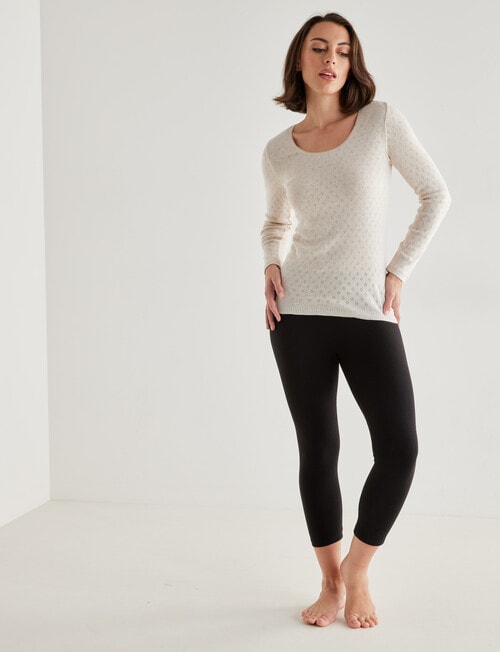 Lyric Thermals Harmony Cotton Pointelle Long Sleeve Top, Oatmeal product photo View 03 L